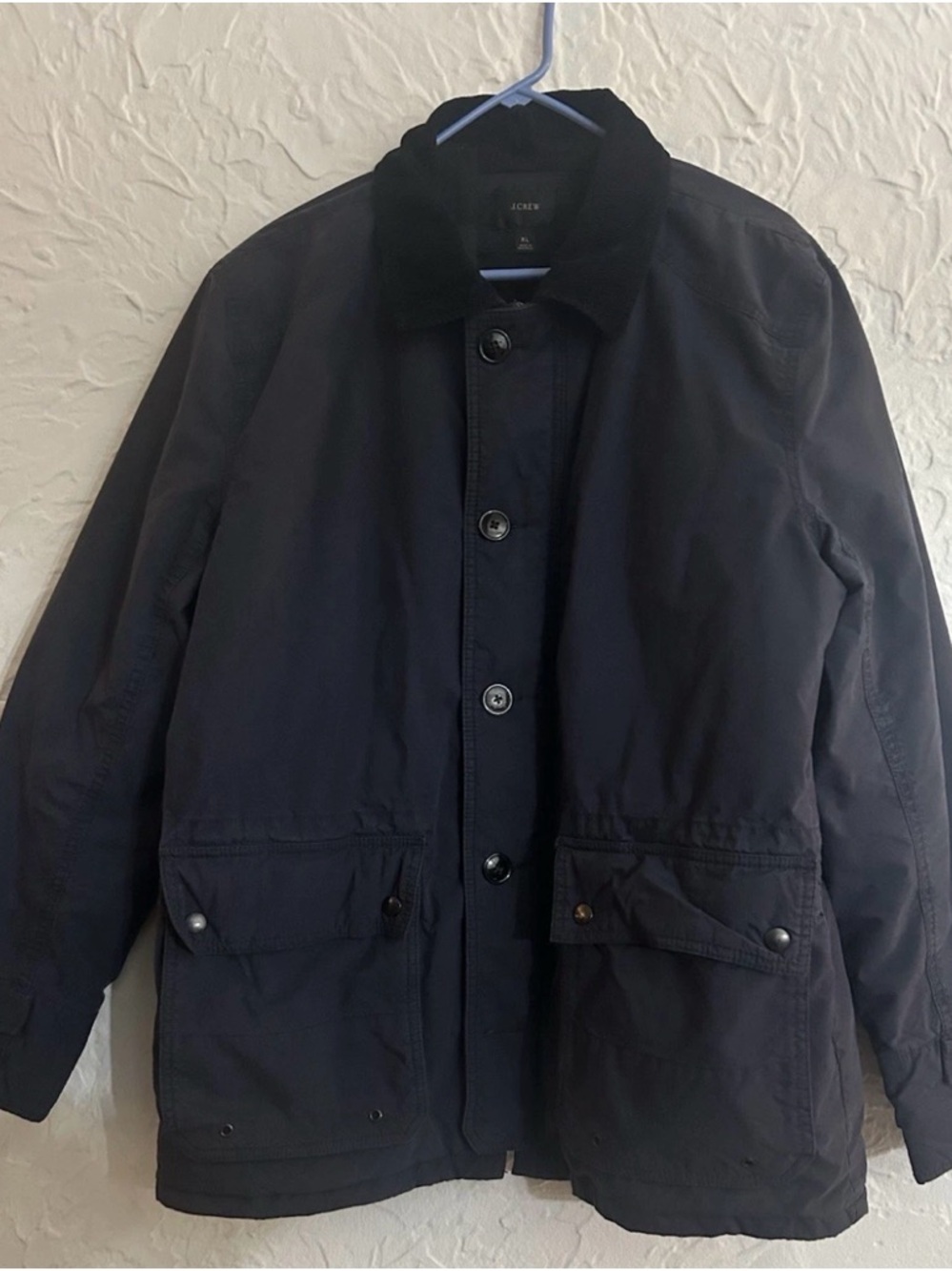 J. Crew Navy Field Jacket with Black Corduroy Collar
